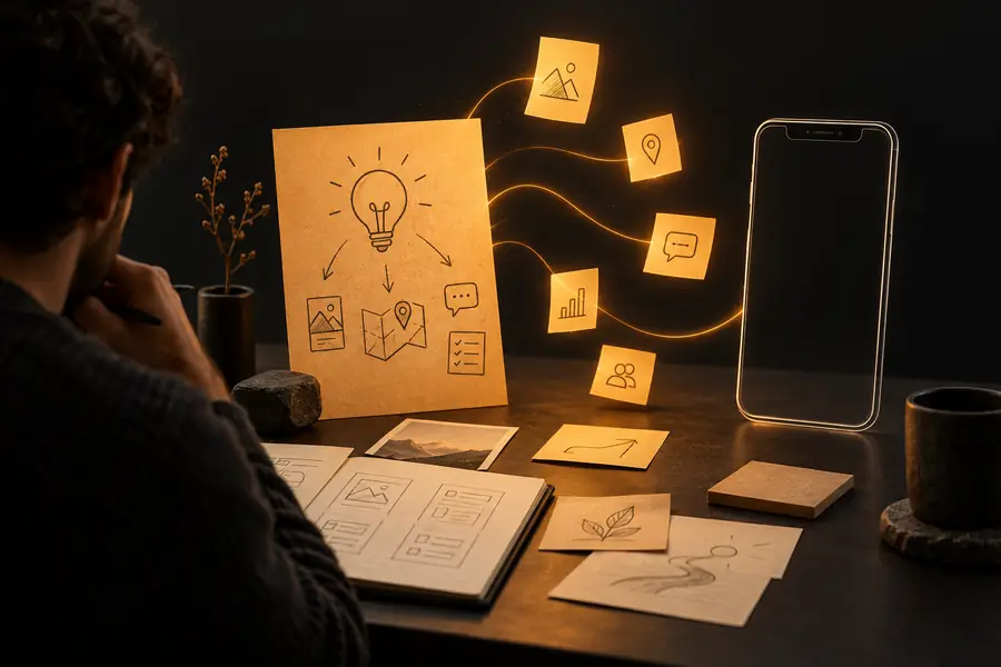 Early app idea represented as a simple product brief